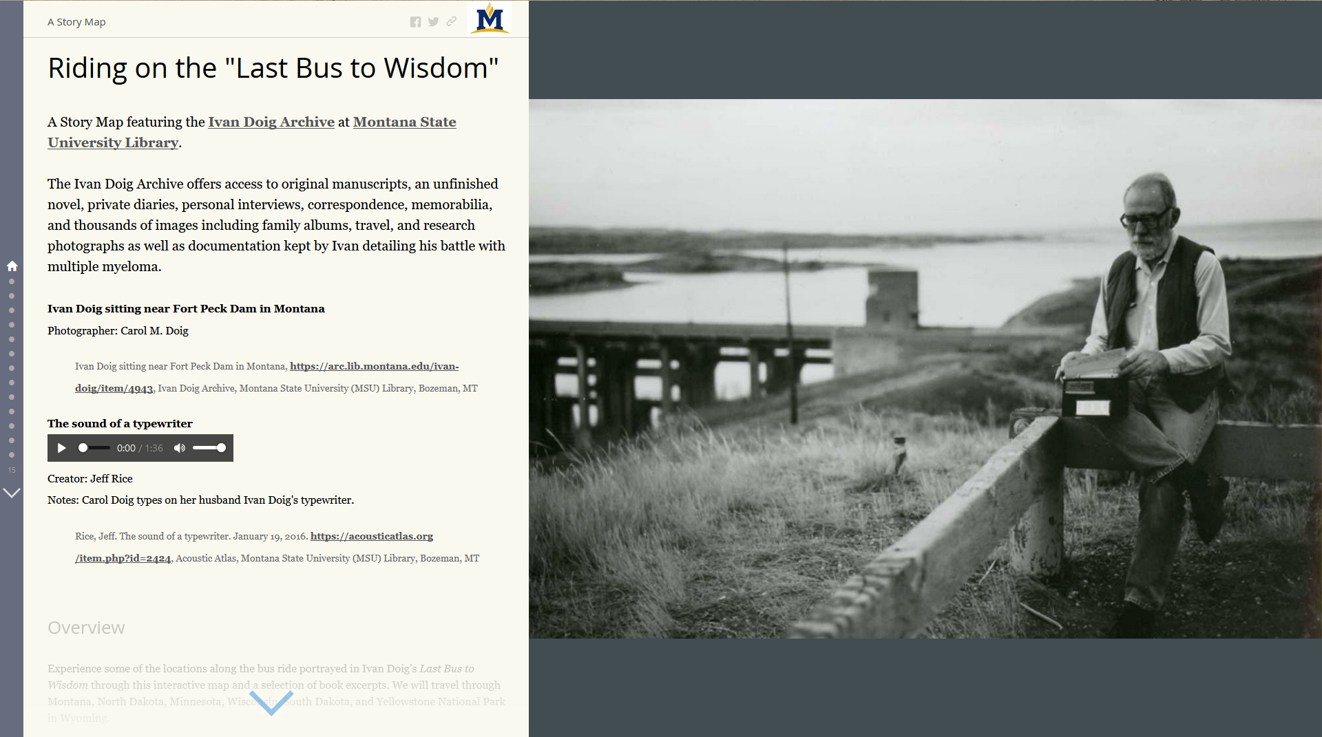 Screenshot of Last Bus to Wisdom Story Map